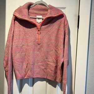 Aerie Pink and Orange Cowl Neck Sweater